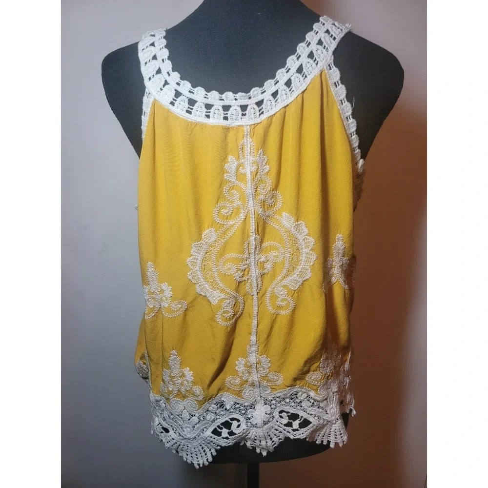 Ultra Pink Yellow/Mustard Boho Top - Picture 4 of 5